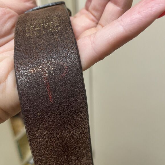 Vintage 90's Express Brown Leather Belt M Made In Italy 28”-32” - Picture 4 of 5